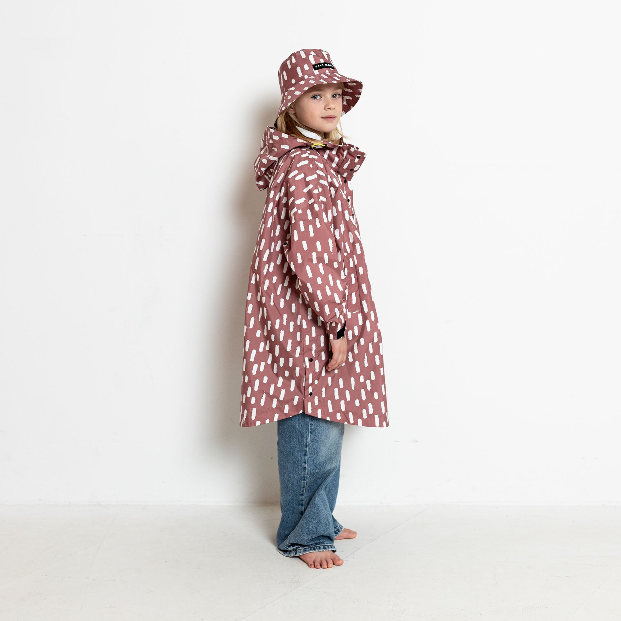 Kids Raincoat drops mauve/white - VIVI MARI