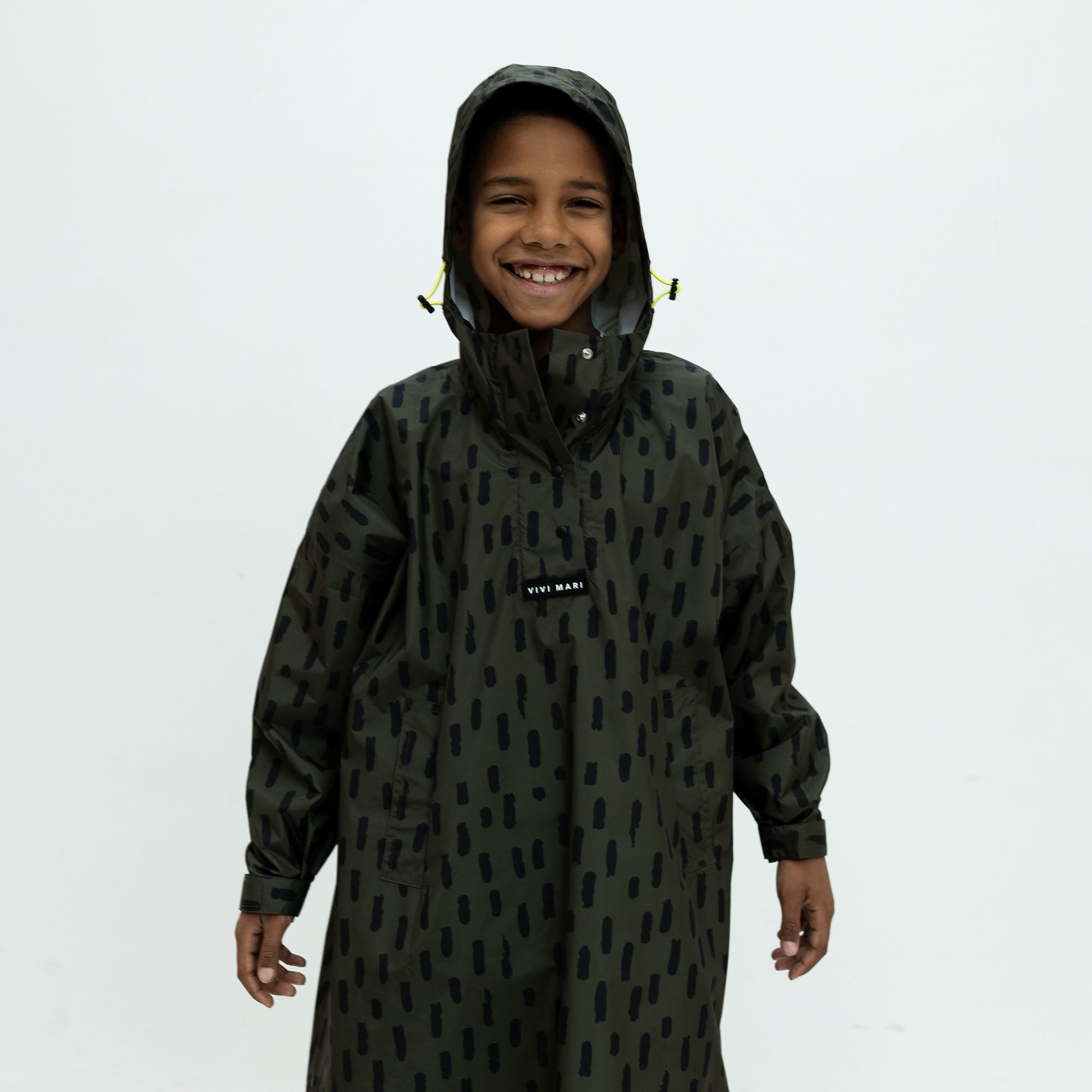 Kids Raincoat drops olive/black - VIVI MARI