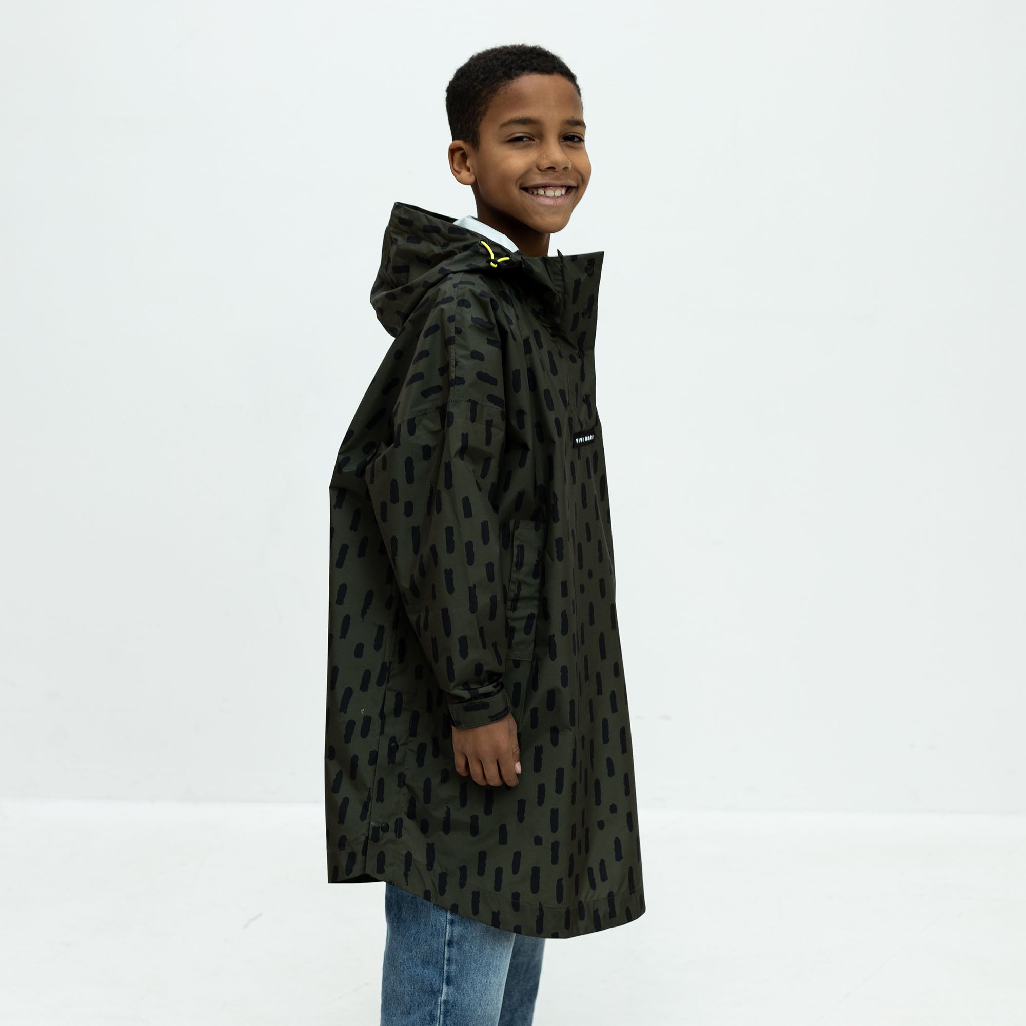 Kids Raincoat drops olive/black - VIVI MARI