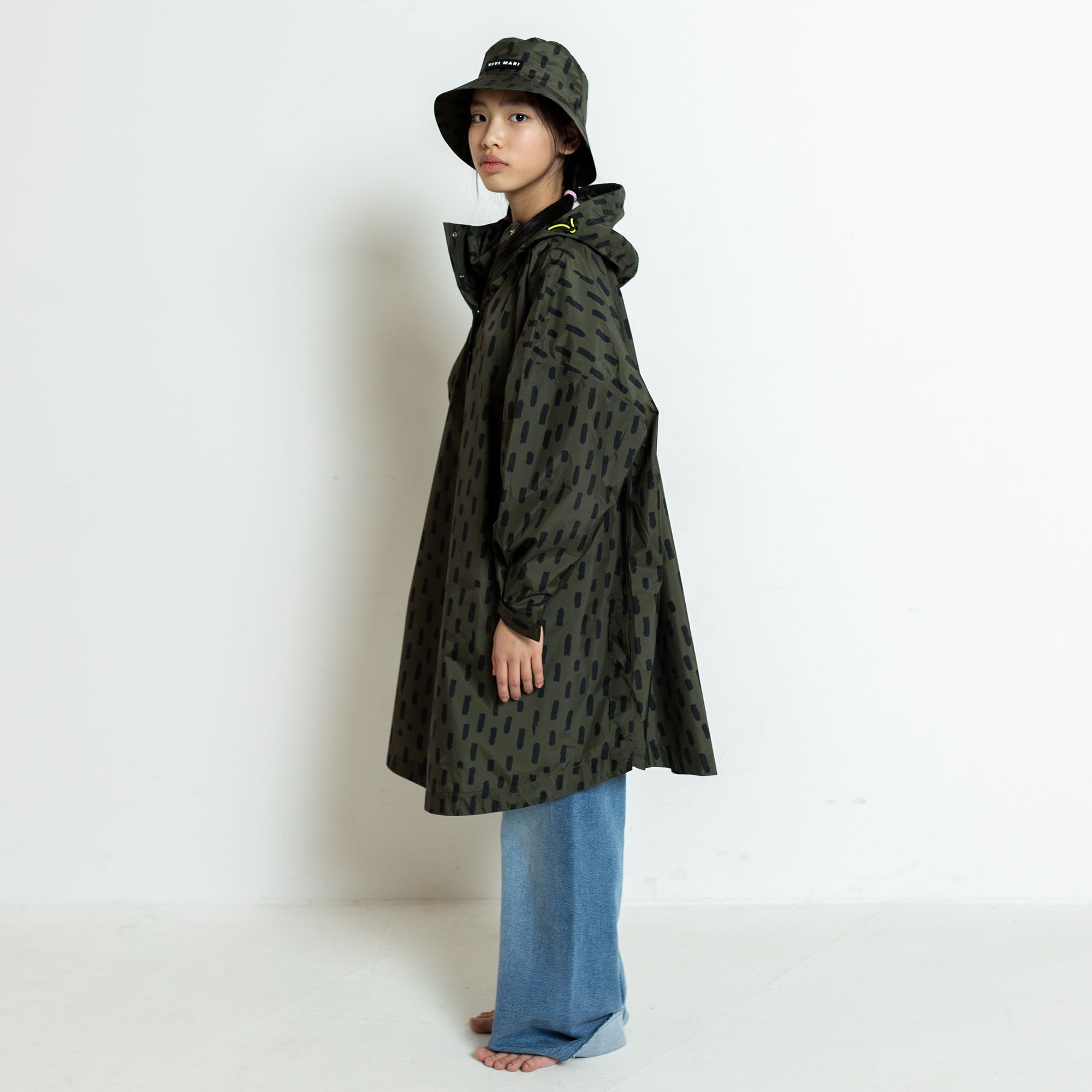 Kids Raincoat drops olive/black - VIVI MARI