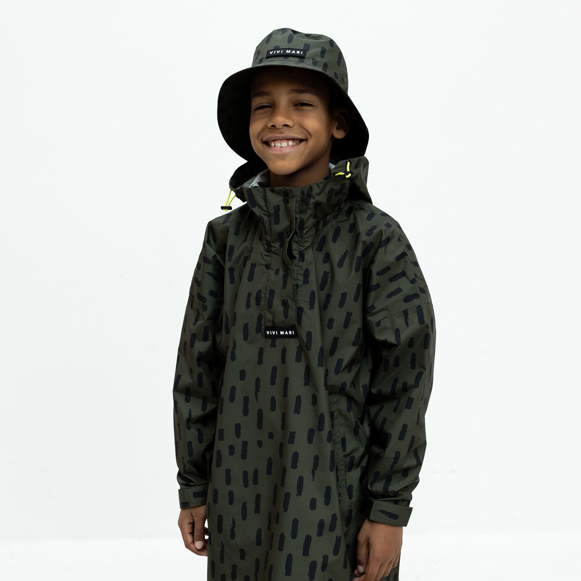 Kids Raincoat drops olive/black - VIVI MARI