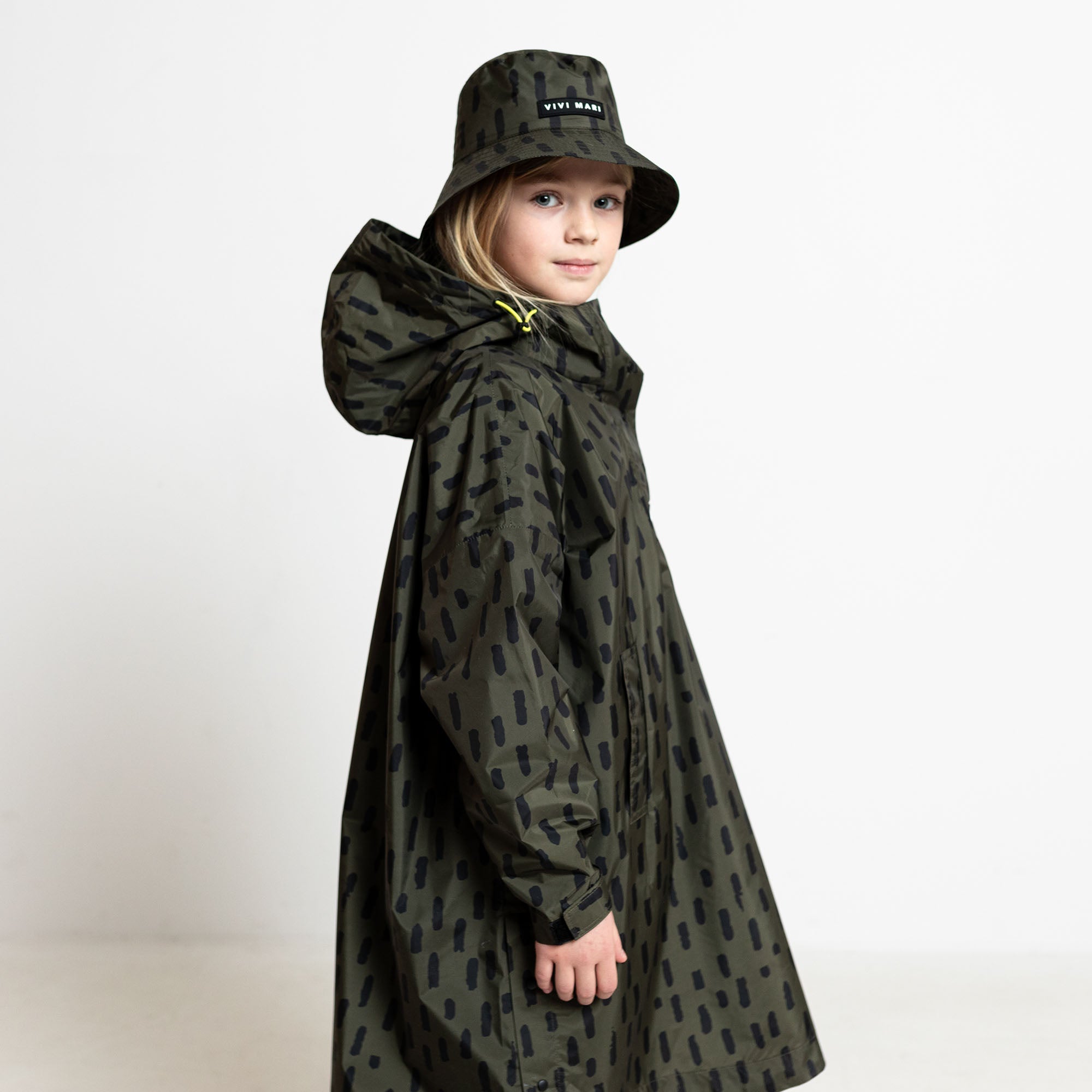 Kids Raincoat drops olive/black - VIVI MARI
