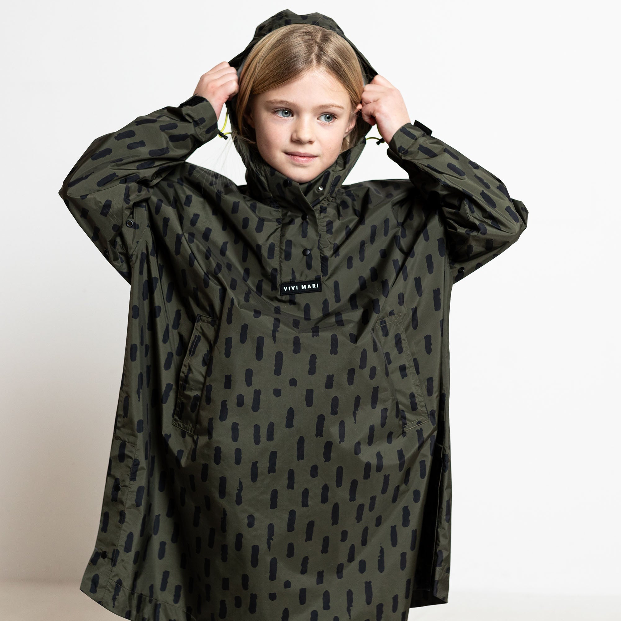 Kids Raincoat drops olive/black - VIVI MARI