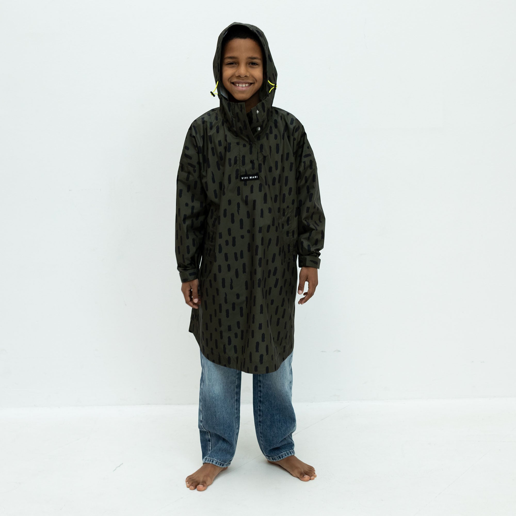 Kids Raincoat drops olive black VIVI MARI