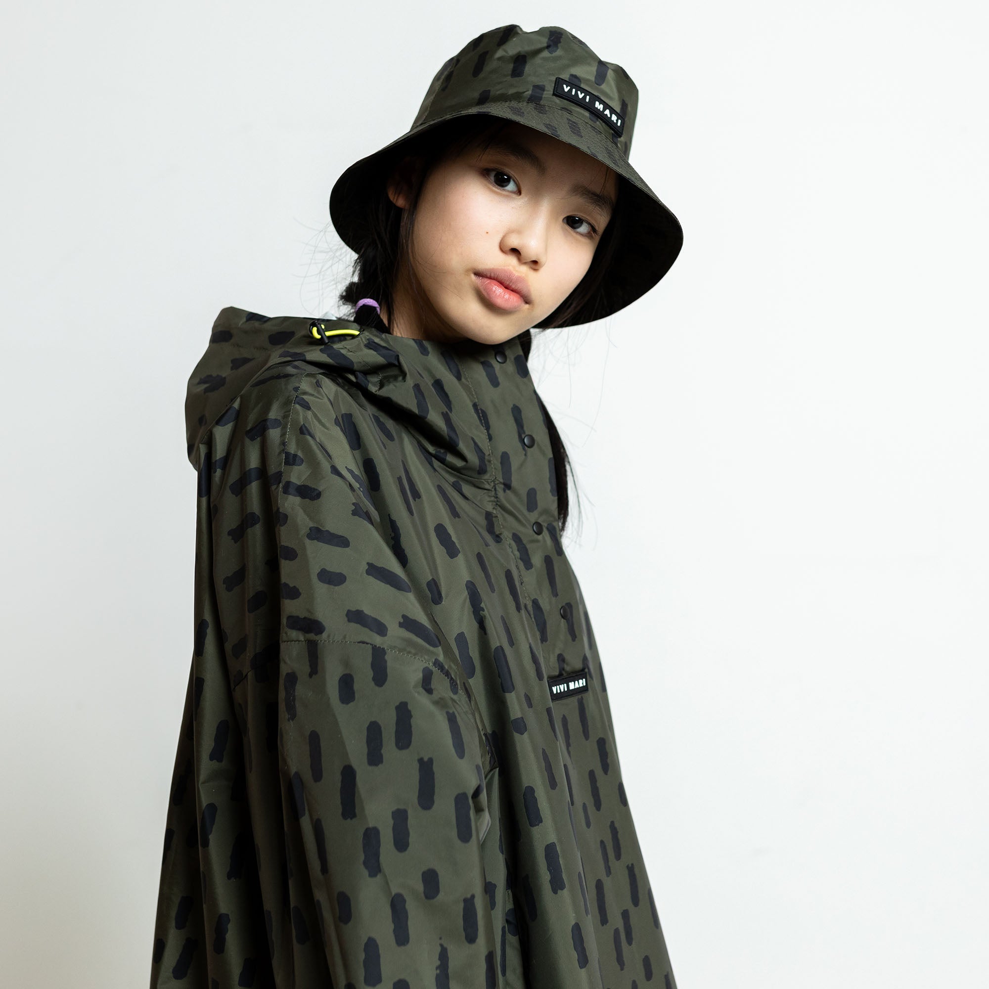 Kids Raincoat drops olive/black - VIVI MARI