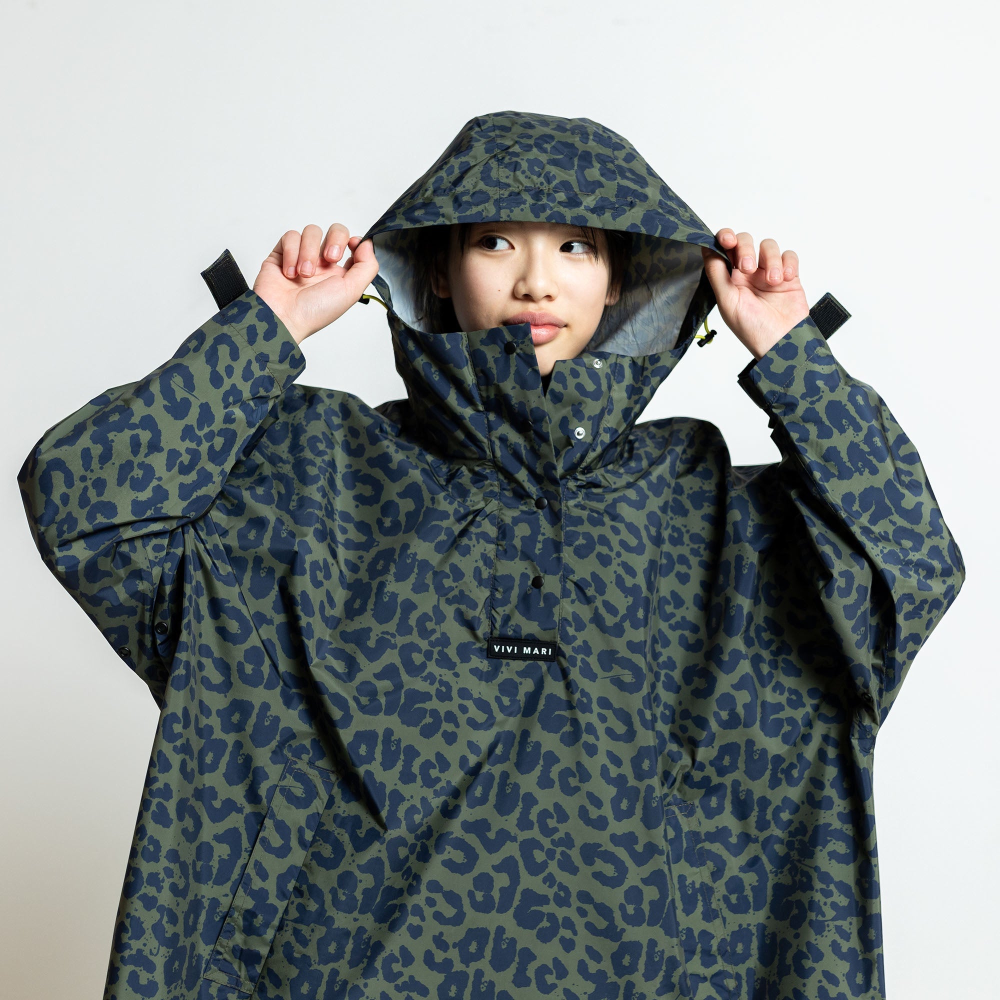 Kids Raincoat leo splashes navy/olive - VIVI MARI