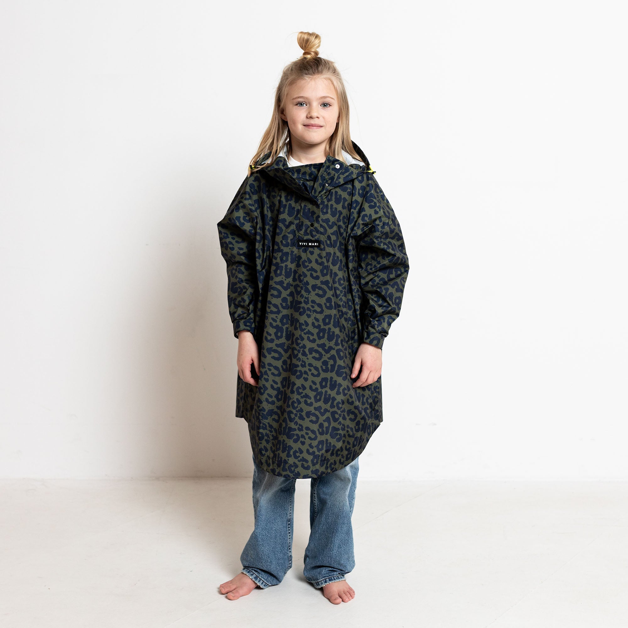 Kids Raincoat leo splashes navy/olive - VIVI MARI