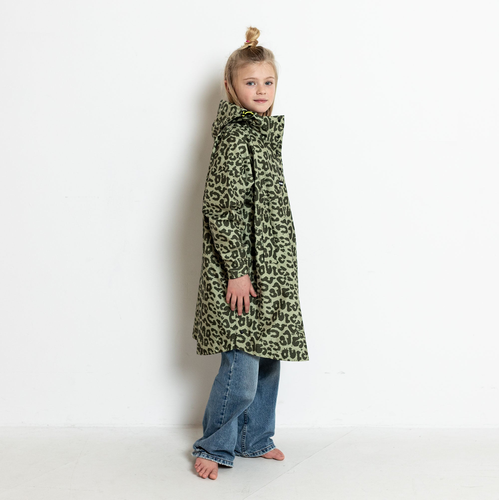 Kids Raincoat leo splashes olive/pale olive - VIVI MARI