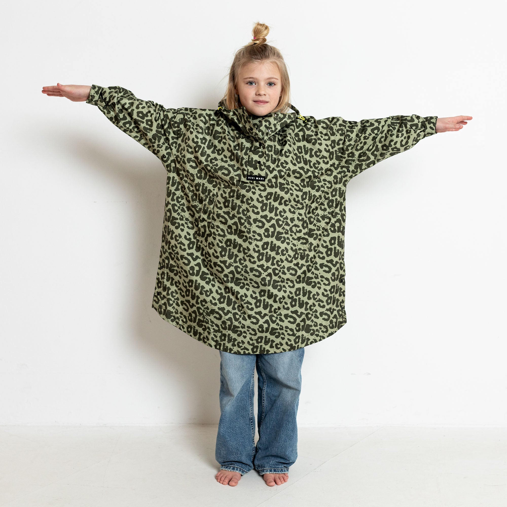 Kids Raincoat leo splashes olive/pale olive - VIVI MARI