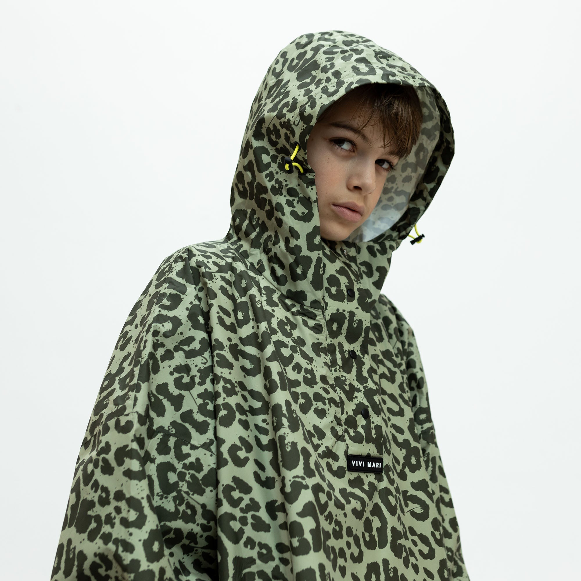 Kids Raincoat leo splashes olive/pale olive - VIVI MARI
