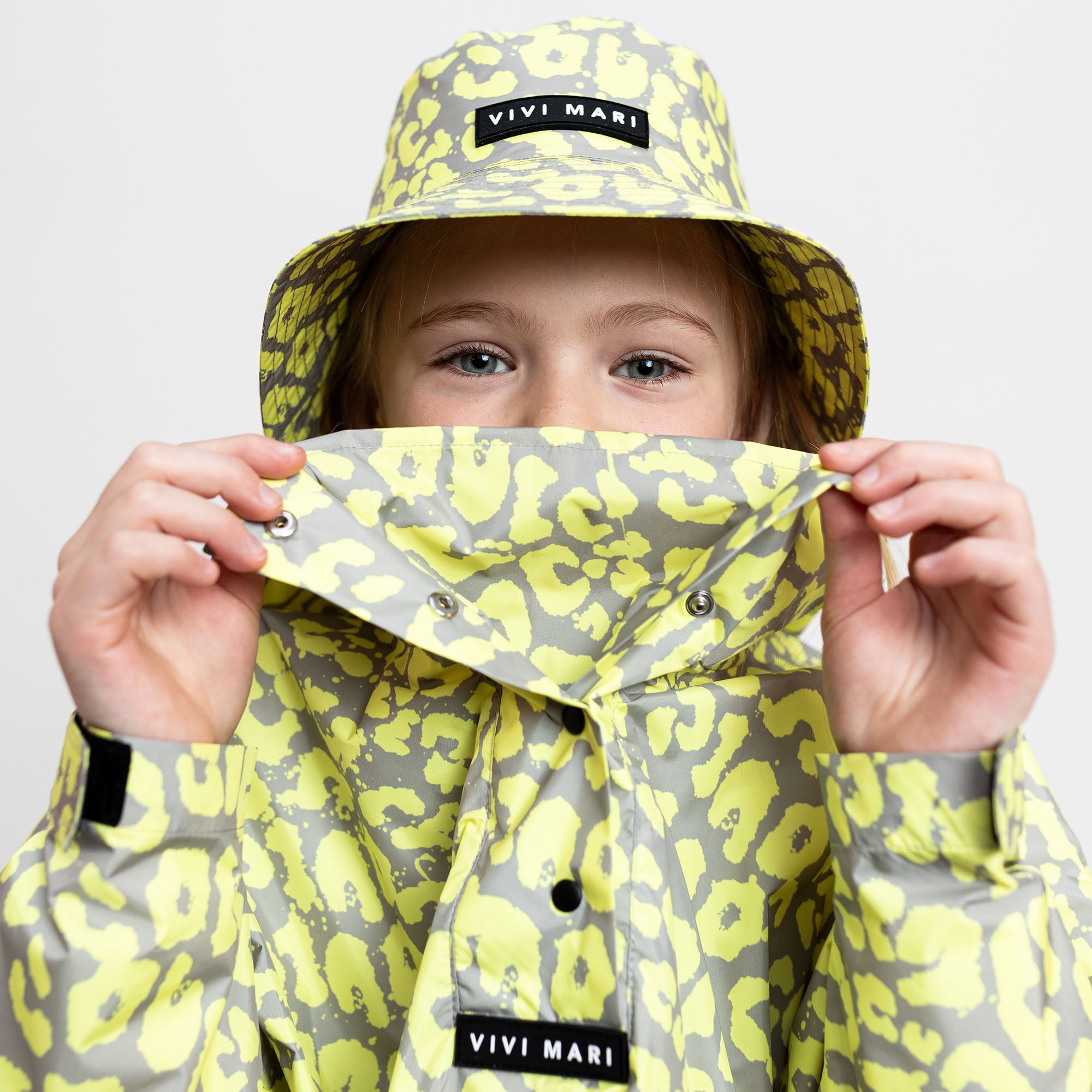 Kids Raincoat leo splashes yellow/grey - VIVI MARI