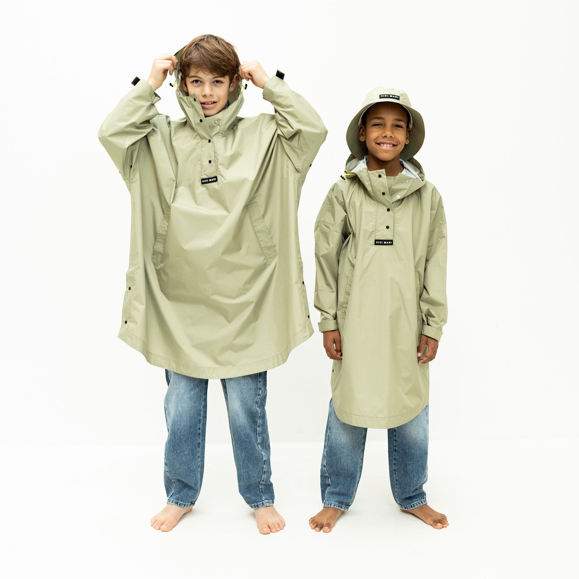 Kids Raincoat solid pale olive - VIVI MARI