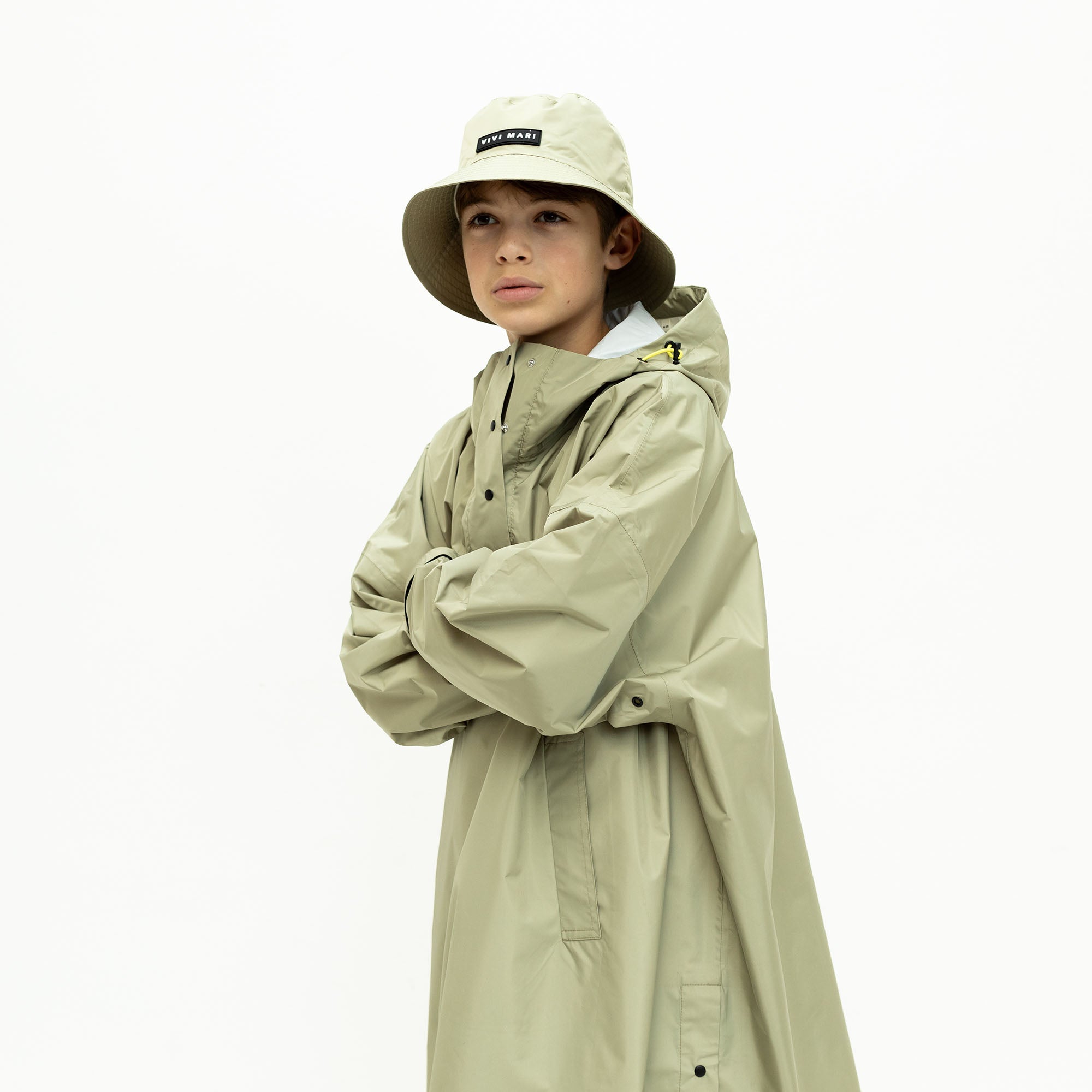 Kids Raincoat solid pale olive - VIVI MARI
