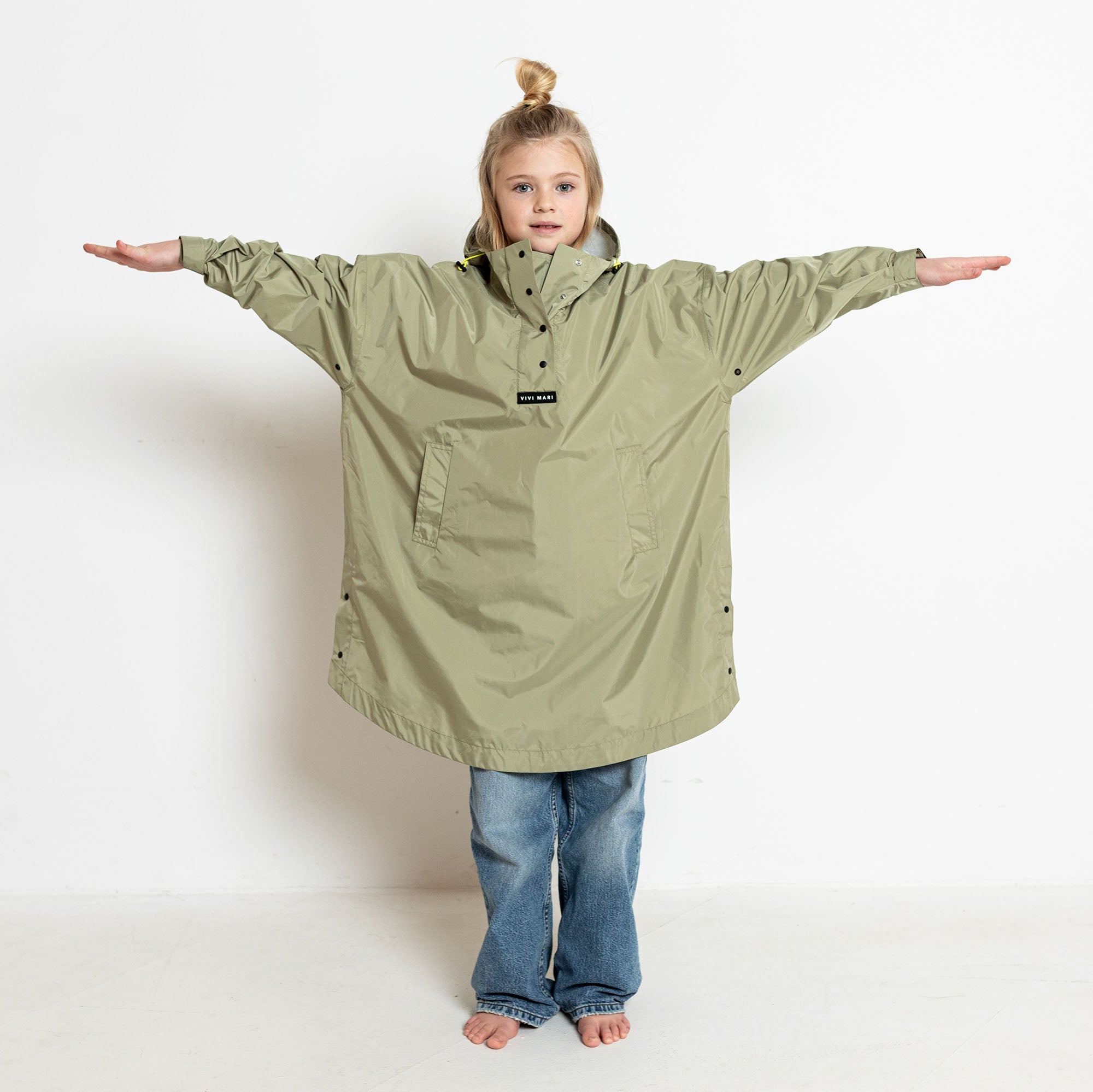 Kids Raincoat solid pale olive - VIVI MARI