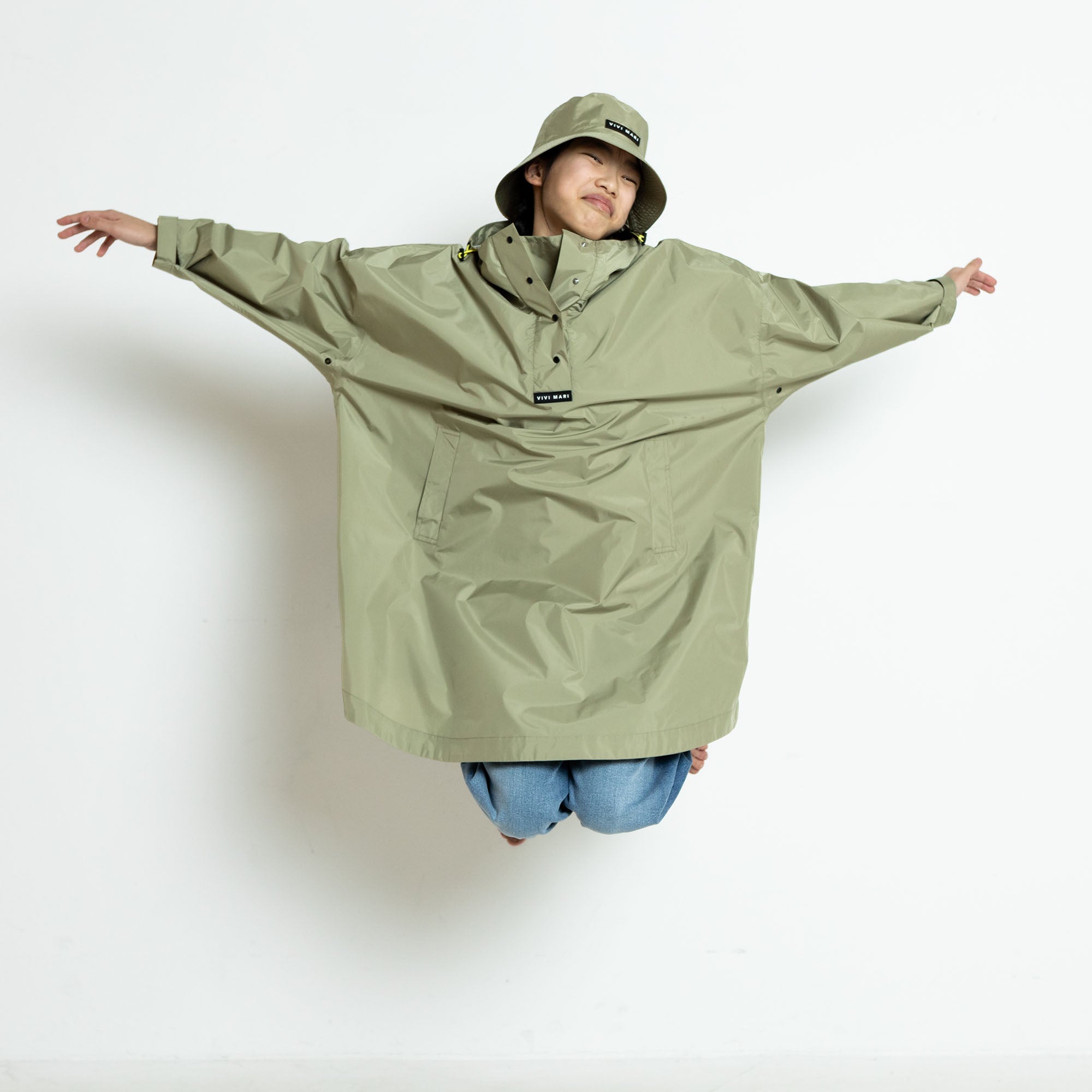 Kids Raincoat solid pale olive - VIVI MARI