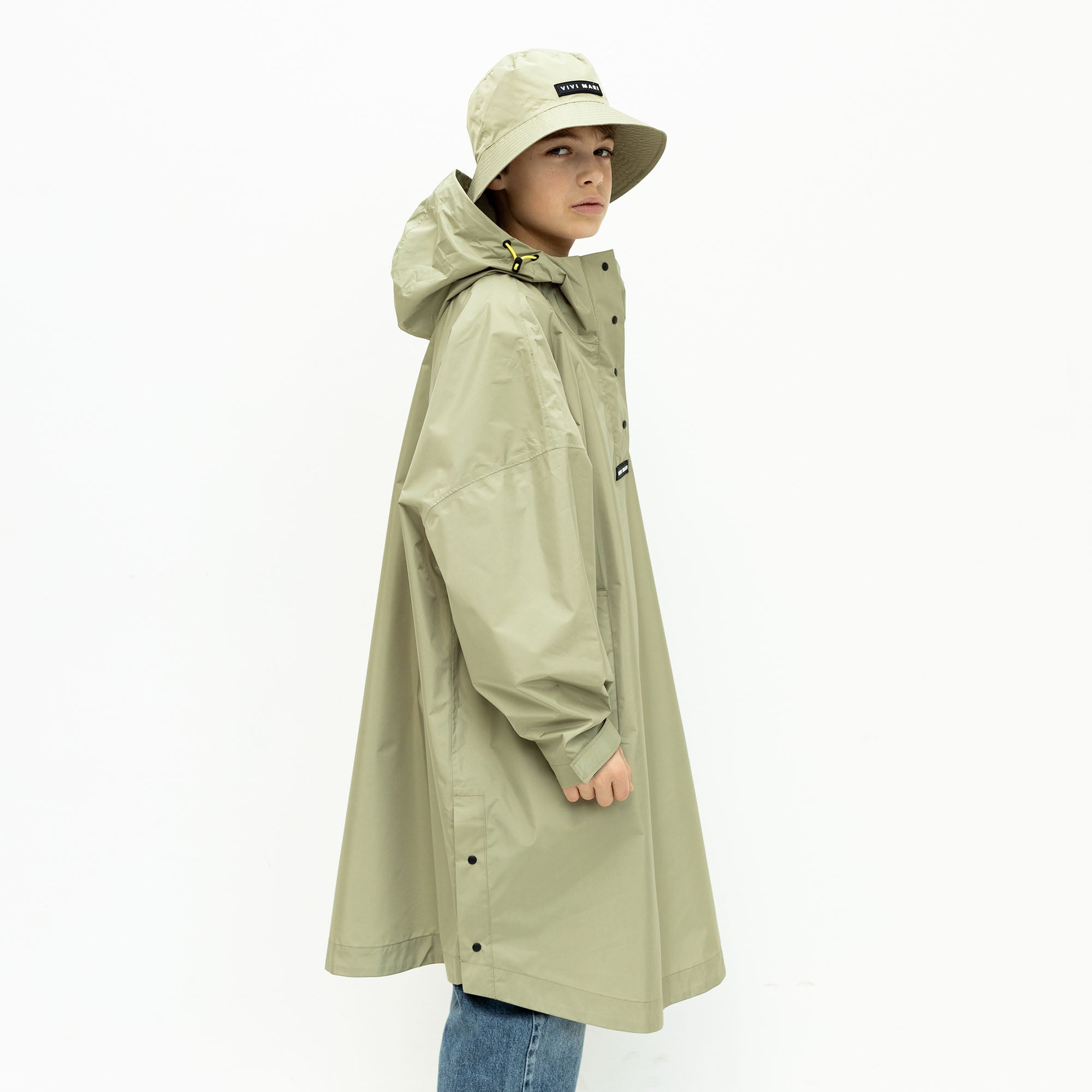 Kids Raincoat solid pale olive - VIVI MARI