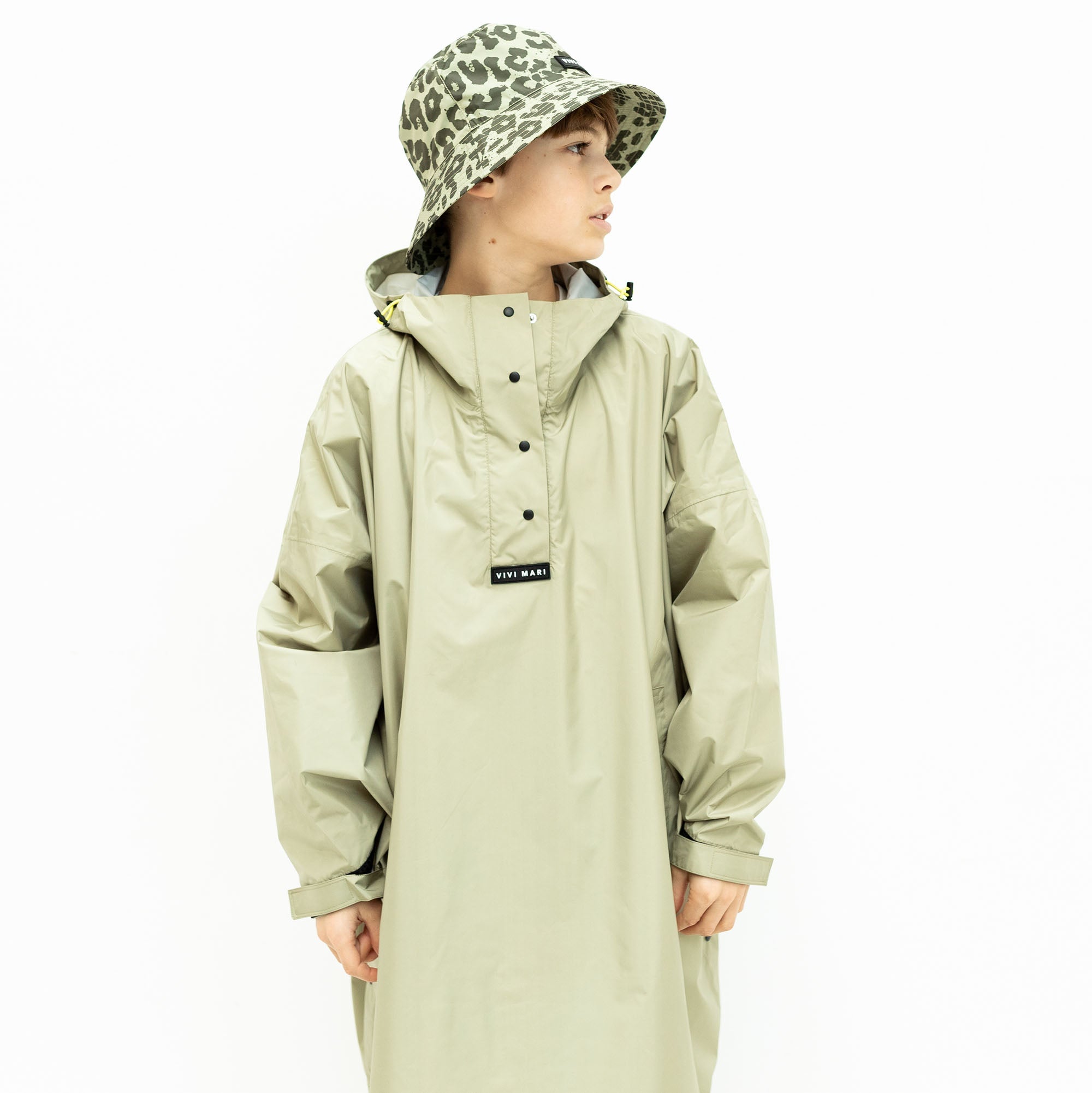 Kids Raincoat solid pale olive - VIVI MARI