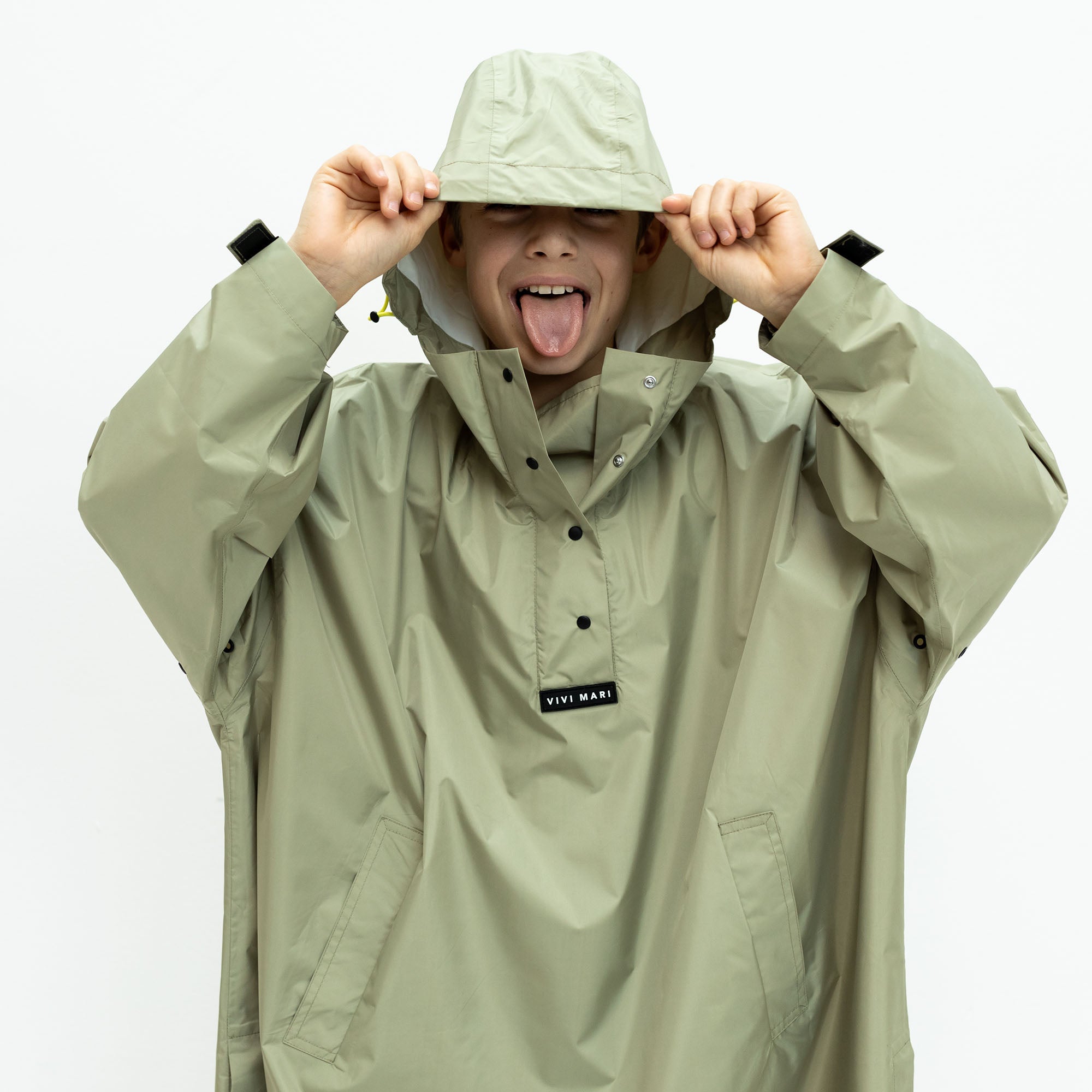 Kids Raincoat solid pale olive - VIVI MARI