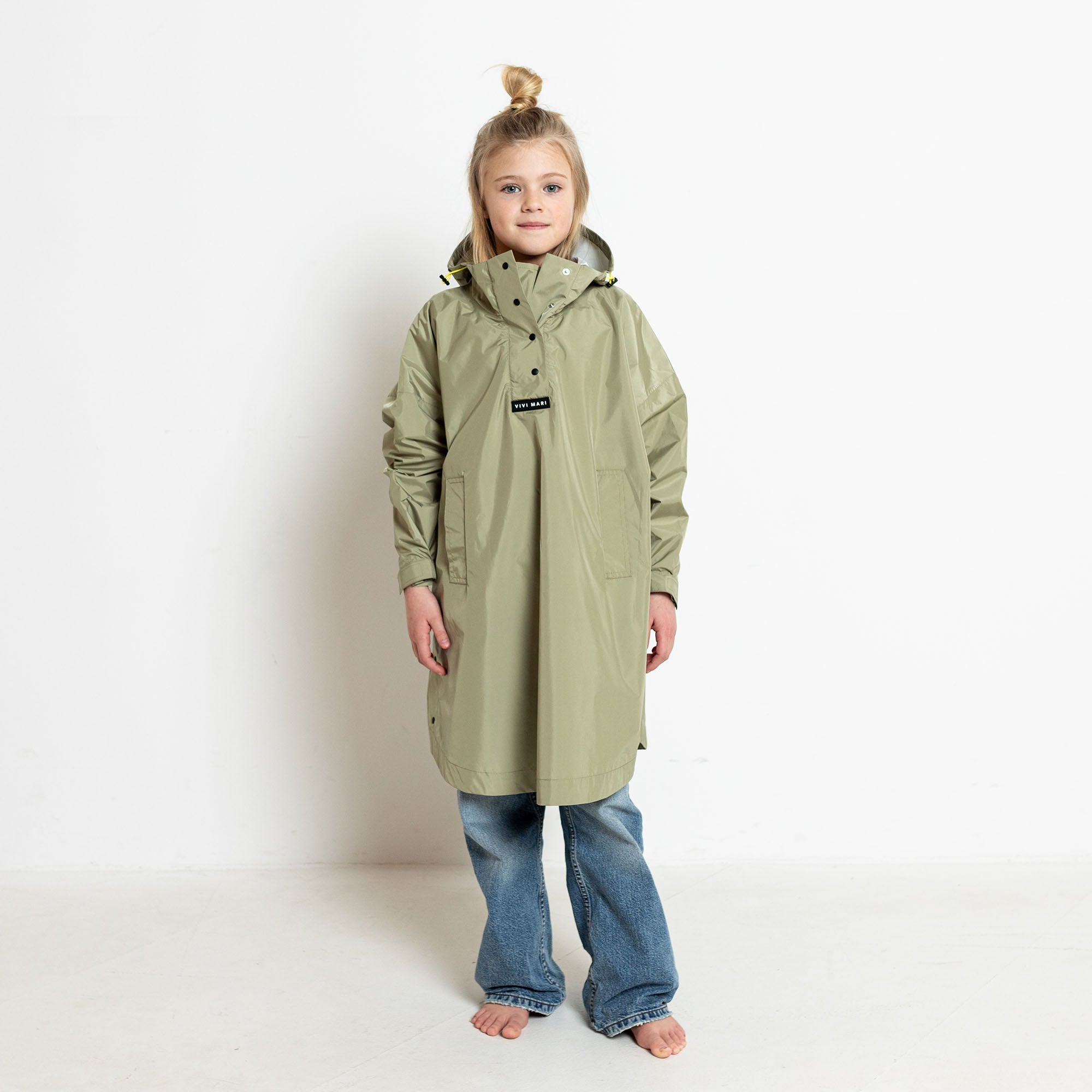 Kids Raincoat solid pale olive - VIVI MARI