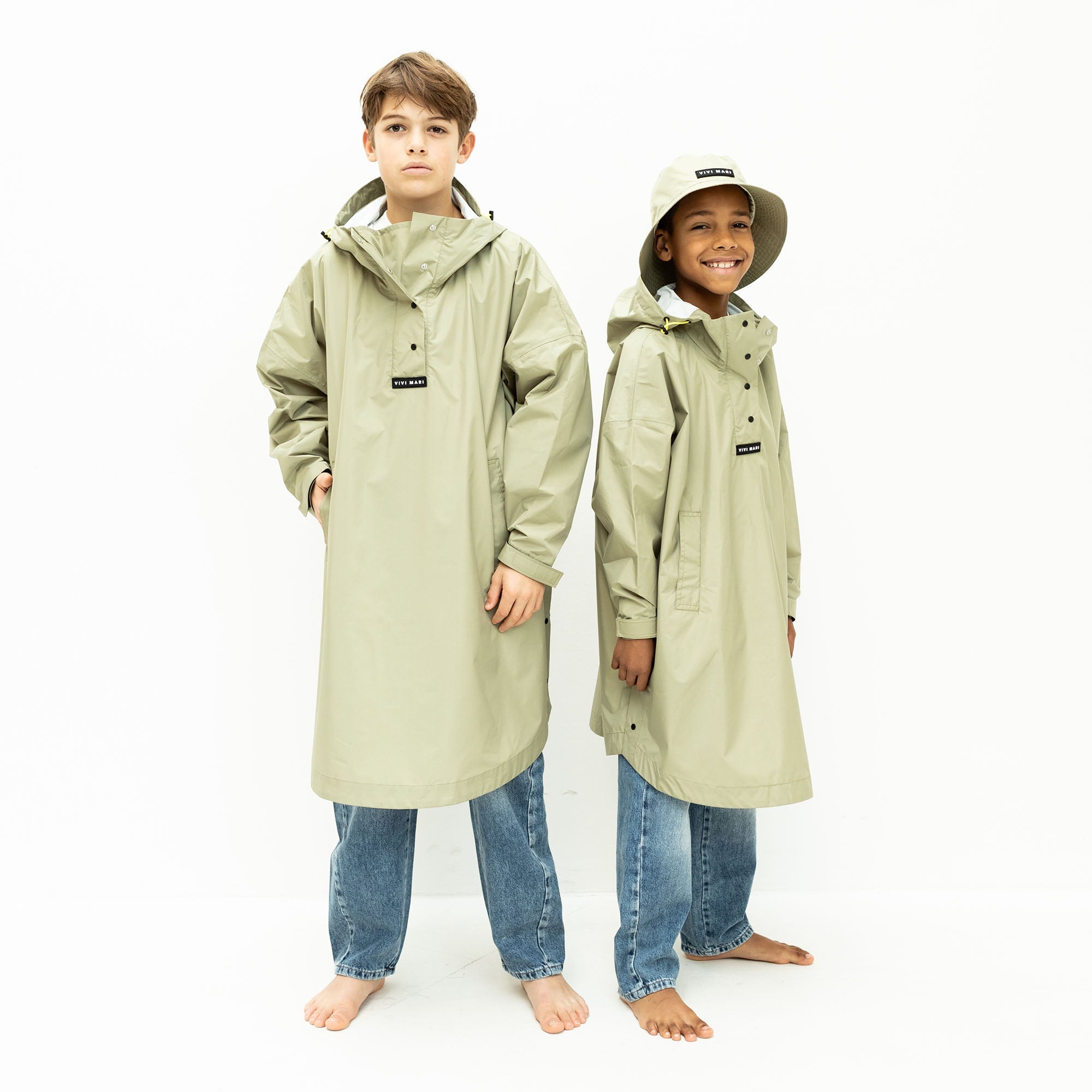 Kids Raincoat solid pale olive - VIVI MARI