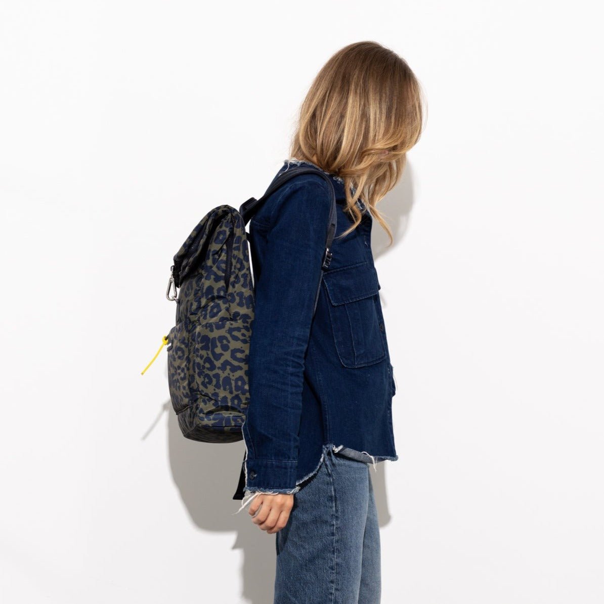 Padded Backpack medium - leo splashes navy/olive - VIVI MARI