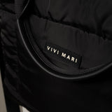 padded tote bag large + strap basic woven slim - black - VIVI MARI