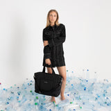 padded tote bag large + strap basic woven slim - black - VIVI MARI