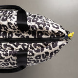 padded tote bag large + strap basic woven slim - leo splashes black/sand - VIVI MARI