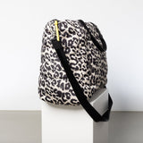 padded tote bag large + strap basic woven slim - leo splashes black/sand - VIVI MARI