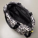 padded tote bag large + strap basic woven slim - leo splashes black/sand - VIVI MARI