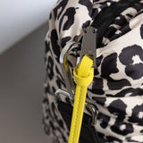 padded tote bag large + strap basic woven slim - leo splashes black/sand - VIVI MARI