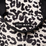 padded tote bag large + strap basic woven slim - leo splashes black/sand - VIVI MARI