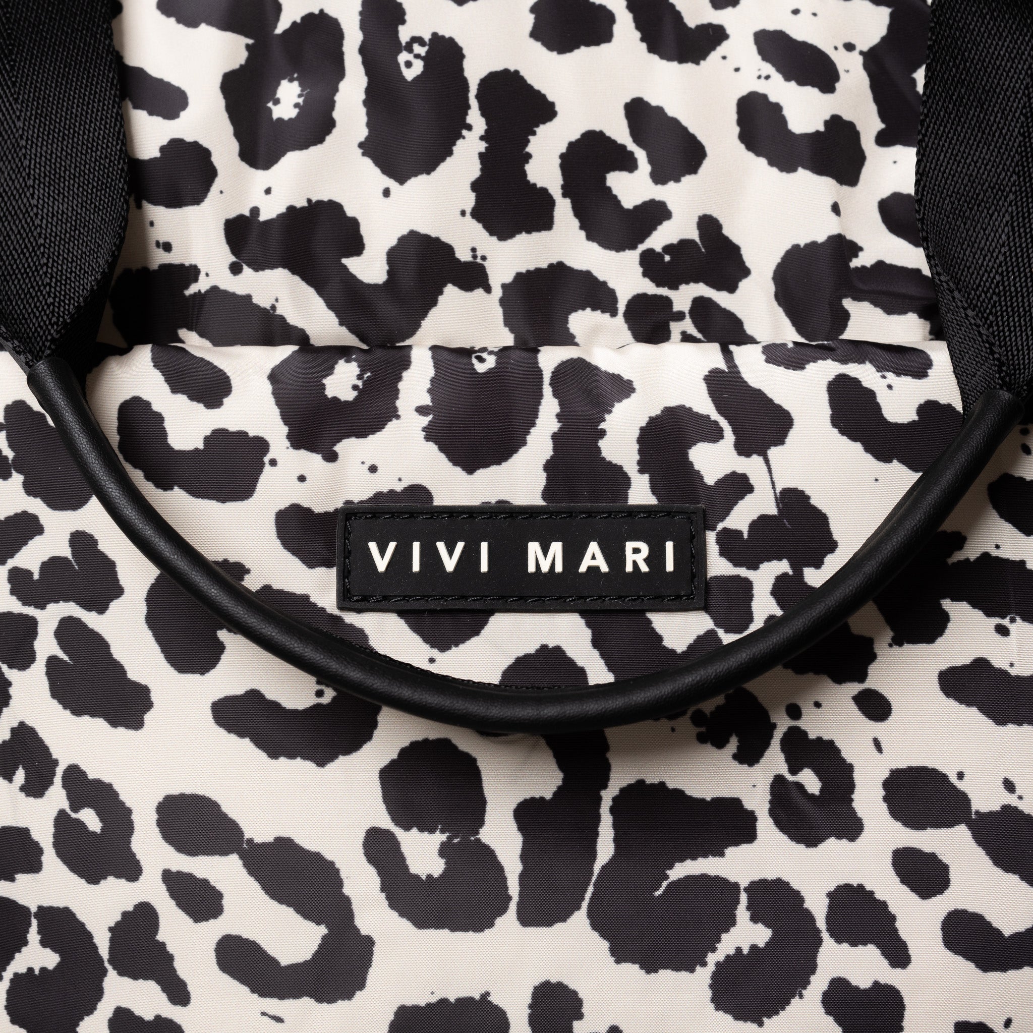 padded tote bag large + strap basic woven slim - leo splashes black/sand - VIVI MARI