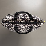 padded tote bag large + strap basic woven slim - leo splashes black/sand - VIVI MARI