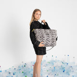 padded tote bag large + strap basic woven slim - leo splashes black/sand - VIVI MARI