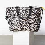 padded tote bag large + strap basic woven slim - leo splashes black/sand - VIVI MARI