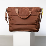 padded tote bag large + strap basic woven slim - tan - VIVI MARI