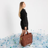 padded tote bag large + strap basic woven slim - tan - VIVI MARI