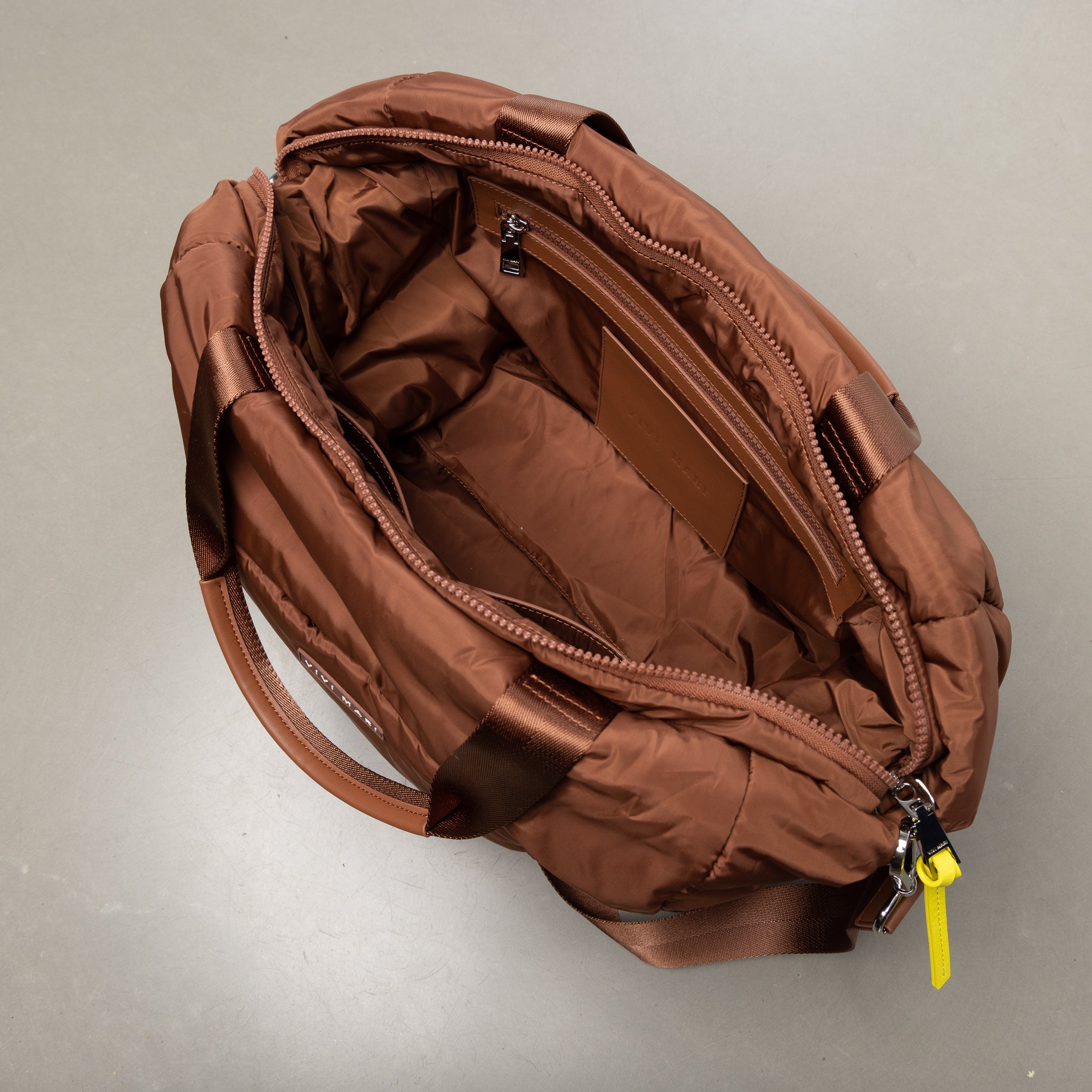 padded tote bag large + strap basic woven slim - tan - VIVI MARI