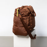 padded tote bag large + strap basic woven slim - tan - VIVI MARI