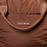 padded tote bag large + strap basic woven slim - tan - VIVI MARI