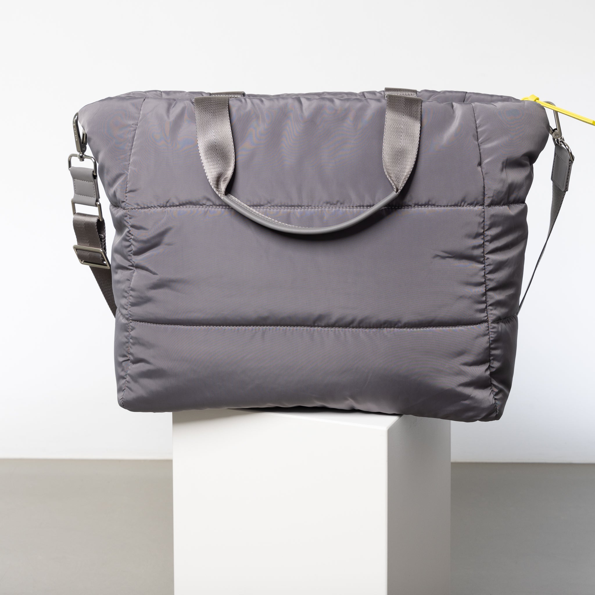 padded tote bag large + strap basic woven slim - taupe - VIVI MARI