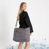 padded tote bag large + strap basic woven slim - taupe - VIVI MARI