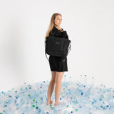 padded tote bag medium + strap basic woven slim - black - VIVI MARI