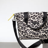 padded tote bag medium + strap basic woven slim - leo splashes black/sand - VIVI MARI