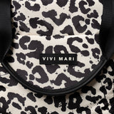 padded tote bag medium + strap basic woven slim - leo splashes black/sand - VIVI MARI