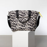 padded tote bag medium + strap basic woven slim - leo splashes black/sand - VIVI MARI