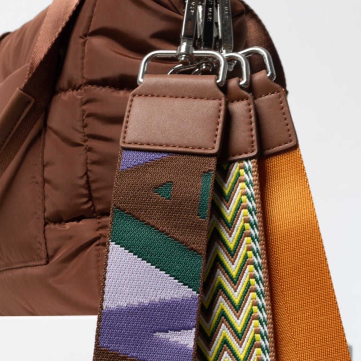 padded tote bag medium + strap basic woven slim - tan - VIVI MARI