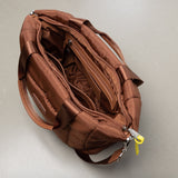 padded tote bag medium + strap basic woven slim - tan - VIVI MARI