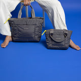 padded tote bag medium + strap basic woven slim - taupe - VIVI MARI